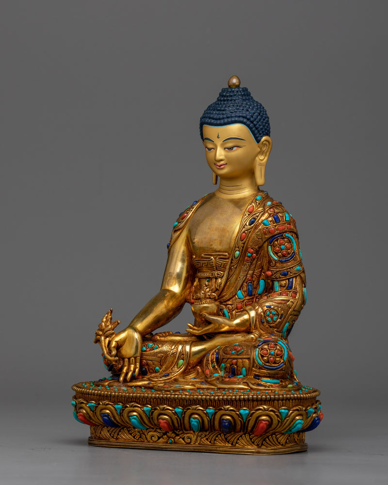 Medicine Buddha Beautifully Decorated Statue | Handmade in Nepal