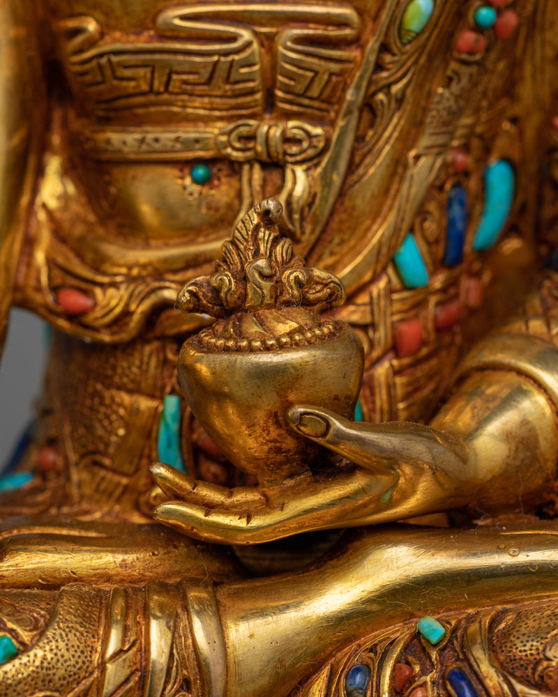 Medicine Buddha Beautifully Decorated Statue | Handmade in Nepal