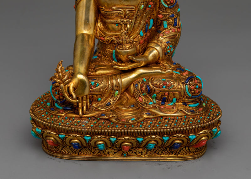 9.8 Inch Three Buddha Statue Set | Beautifully Decorated Buddha Sculpture for your Mediation