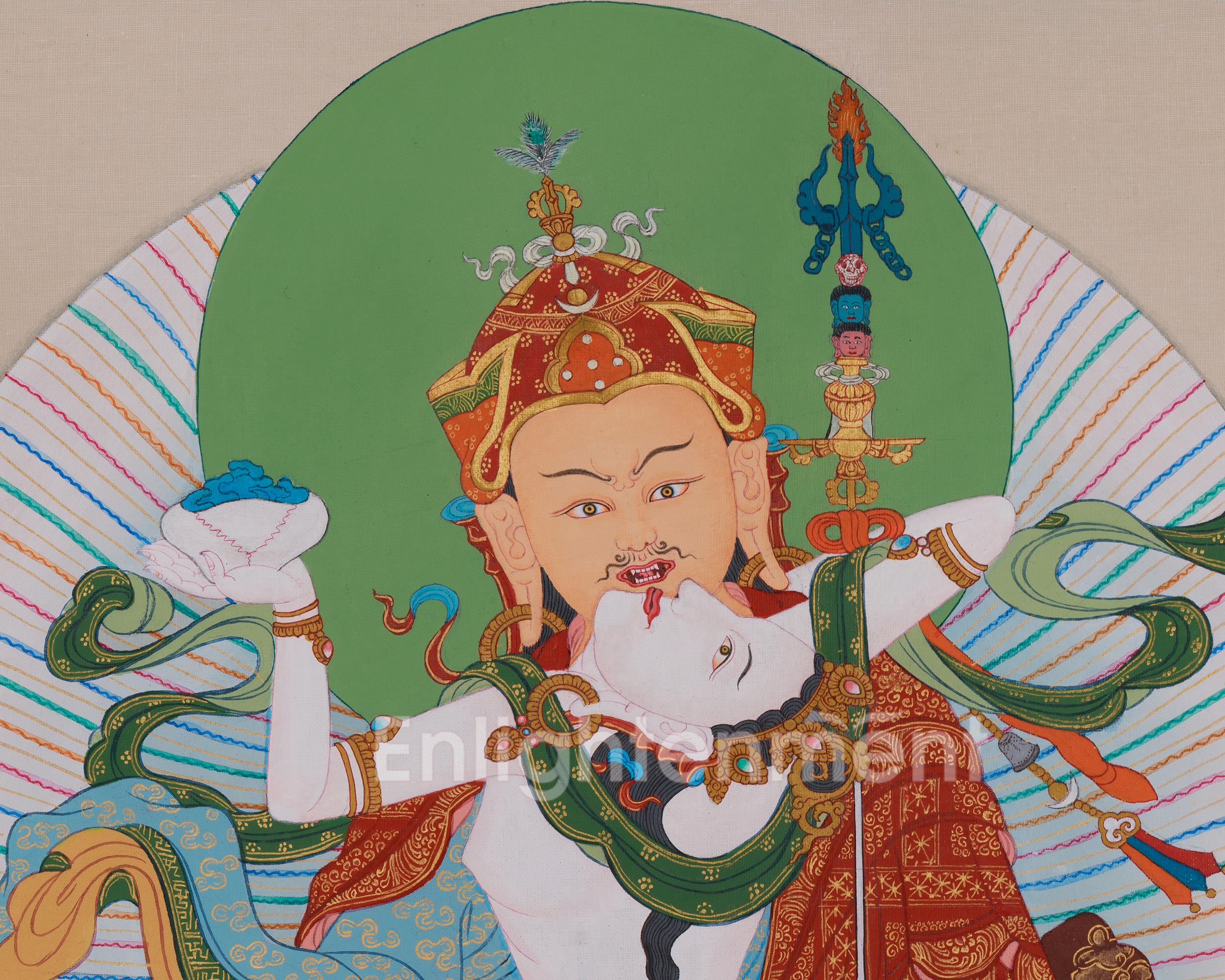 Traditional Guru Rinpoche with Consort Thangka | Representing Wisdom and Transformation