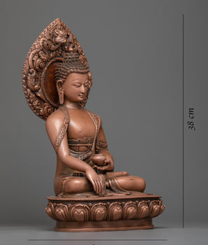 Namo Shakyamuni Buddha Oxidized Statue | Timeless Tranquility in Copper