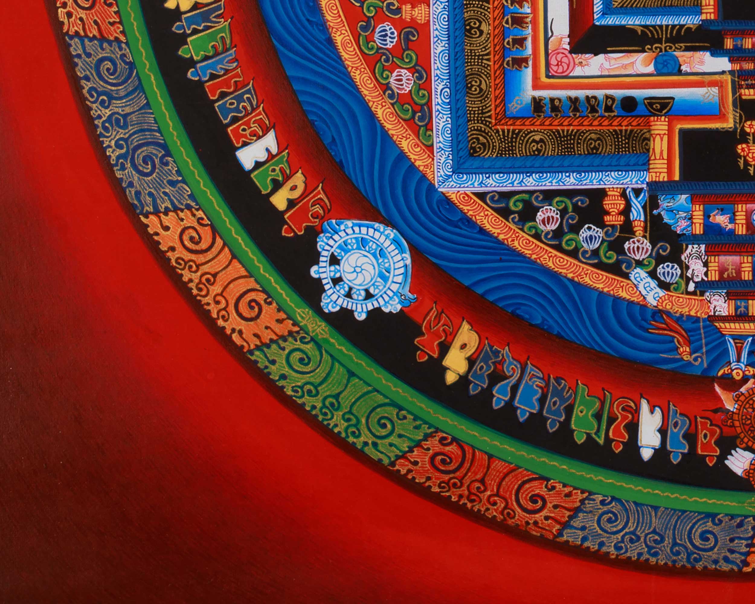 Buddhist Artwork of Kalachakra Mandala | Traditional Wheel of Time Thangka