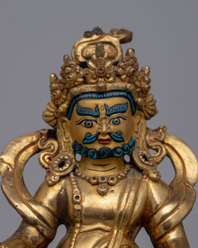 Gold Plated Dzambhala Statue |  Detailed Sculpture of the Buddhist God of Wealth