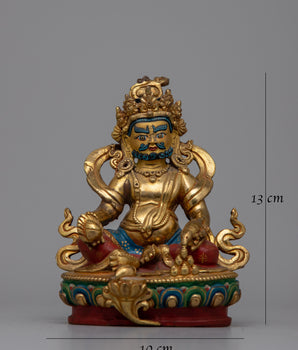 Gold Plated Dzambhala Statue |  Detailed Sculpture of the Buddhist God of Wealth