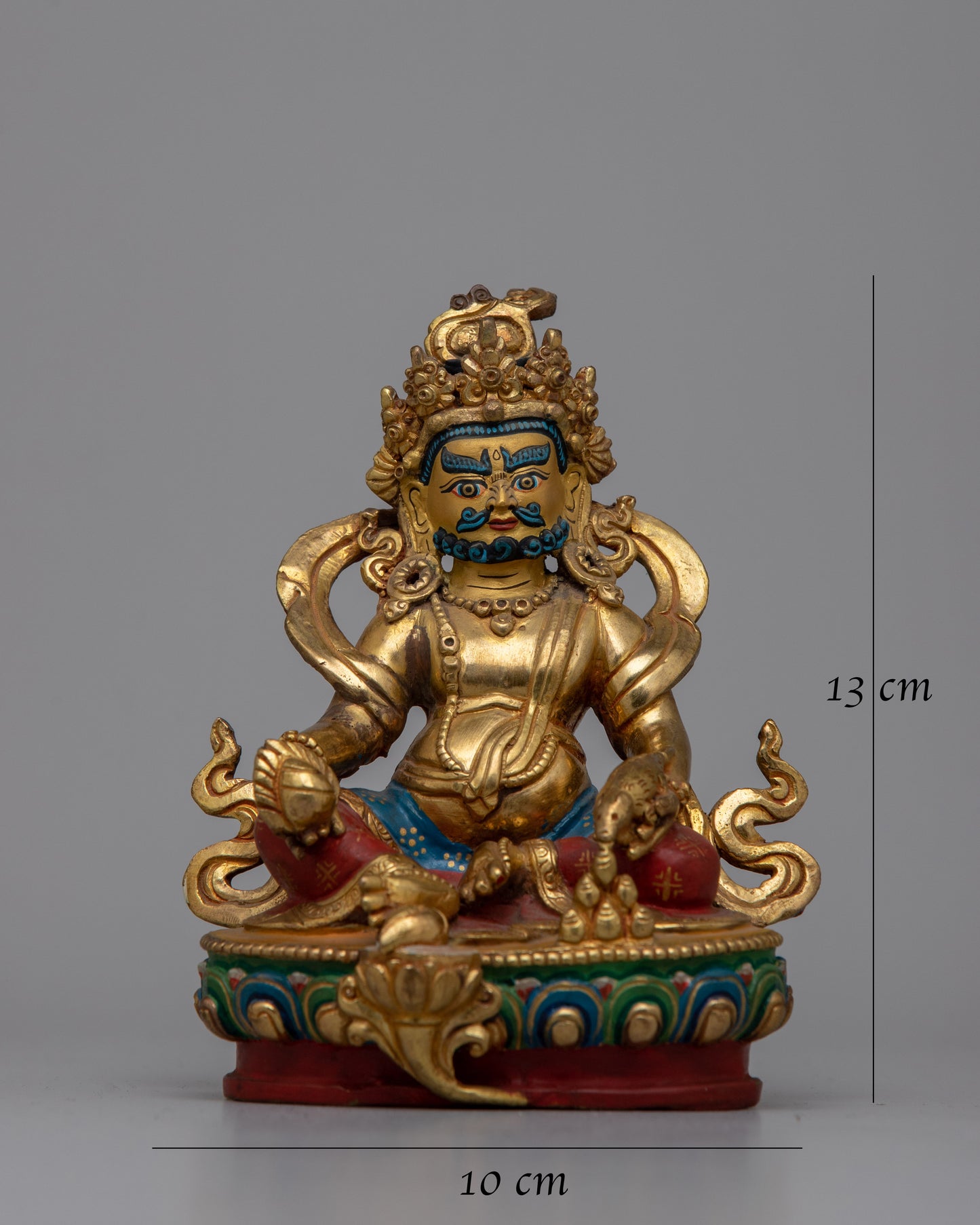 Gold Plated Dzambhala Statue |  Detailed Sculpture of the Buddhist God of Wealth