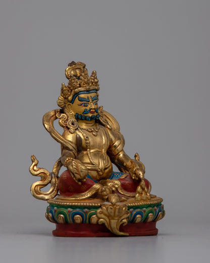 Gold Plated Dzambhala Statue |  Detailed Sculpture of the Buddhist God of Wealth