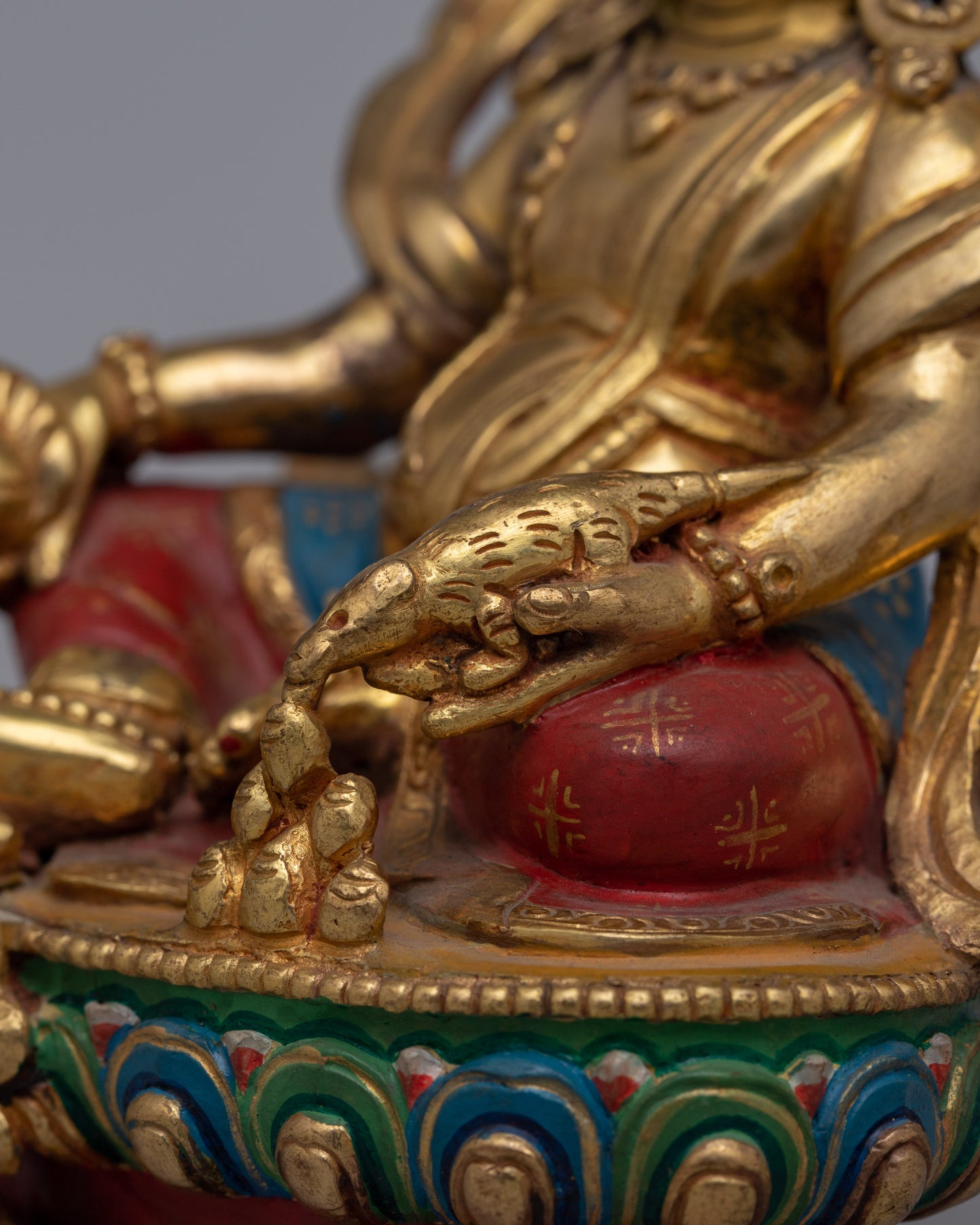 Gold Plated Dzambhala Statue |  Detailed Sculpture of the Buddhist God of Wealth