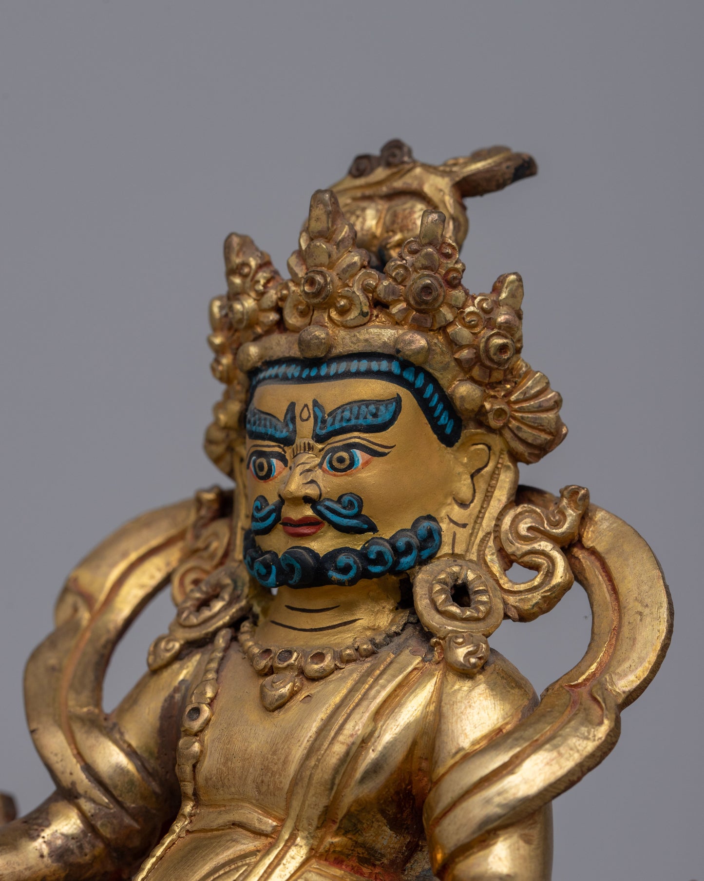 Gold Plated Dzambhala Statue |  Detailed Sculpture of the Buddhist God of Wealth