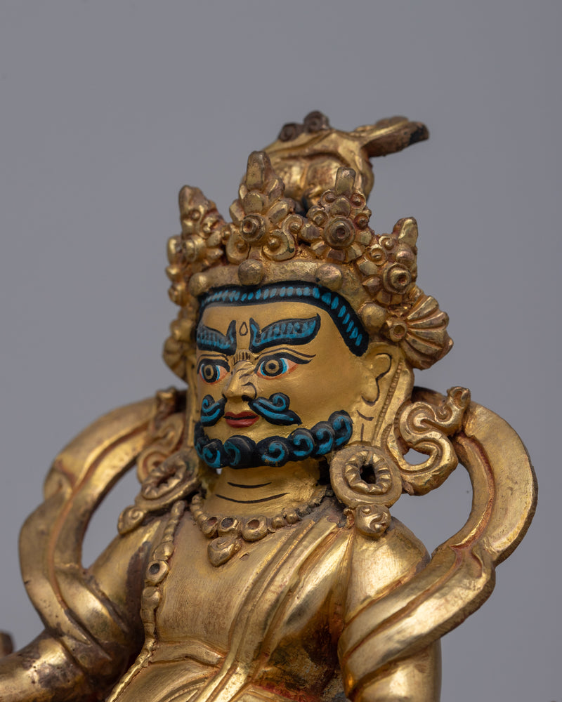 Gold Plated Dzambhala Statue |  Detailed Sculpture of the Buddhist God of Wealth