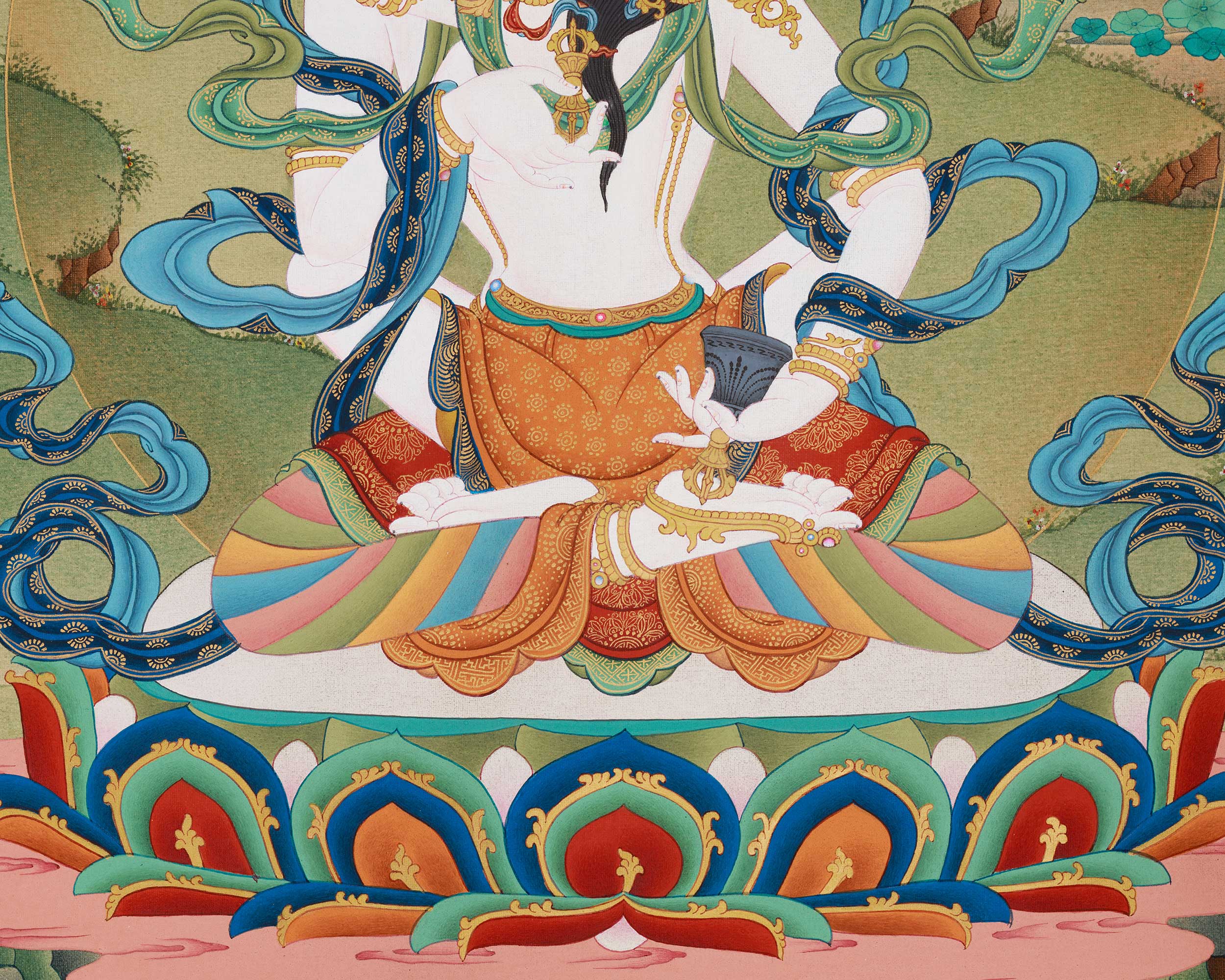 Vajrasattva with Consort Thangka | Sacred Symbol of Unity and Enlightenment
