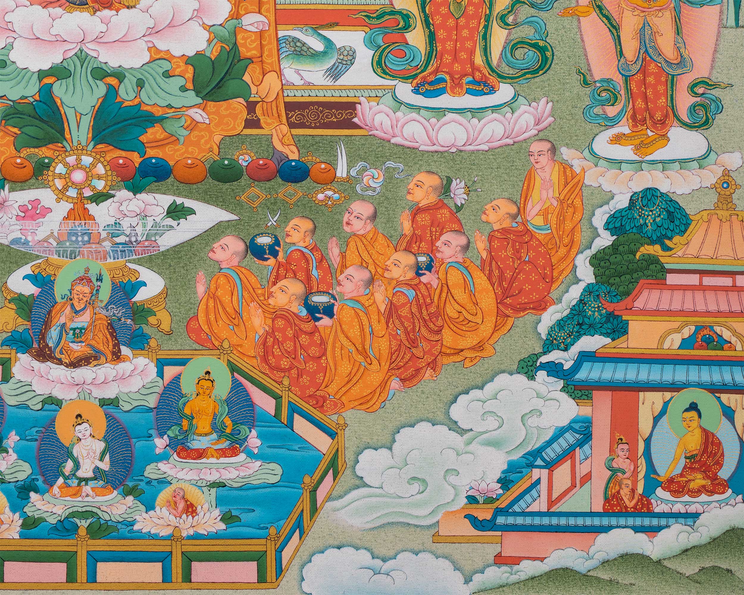 Thangka Print Of Infinite Light Buddha | Amitabha Singham Art For Meditation | Gift Ideas