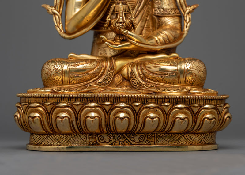 Majestic 24K Gold-Gilded Tsongkhapa Sculpture | Handcrafted in Nepal