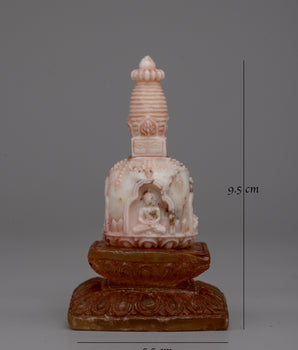 Tibetan Gemstone Buddhas Stupa | Handcrafted Stupa with Gemstones for Tranquil Home Decor