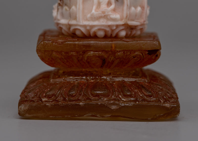 Tibetan Gemstone Buddhas Stupa | Handcrafted Stupa with Gemstones for Tranquil Home Decor