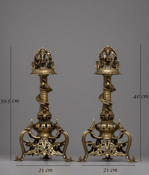 Brass Panas Of Ganesh and Kartikeya | Sacred Hindu Decor and Ritual Accessories