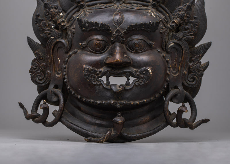 Brass Mask of Bhairava | Sacred Deity For Transformation Wall Decor