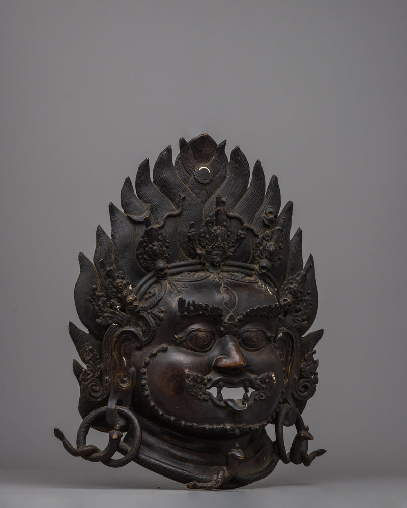 Brass Mask of Bhairava | Sacred Deity For Transformation Wall Decor