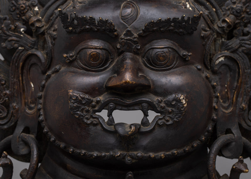 Brass Mask of Bhairava | Sacred Deity For Transformation Wall Decor