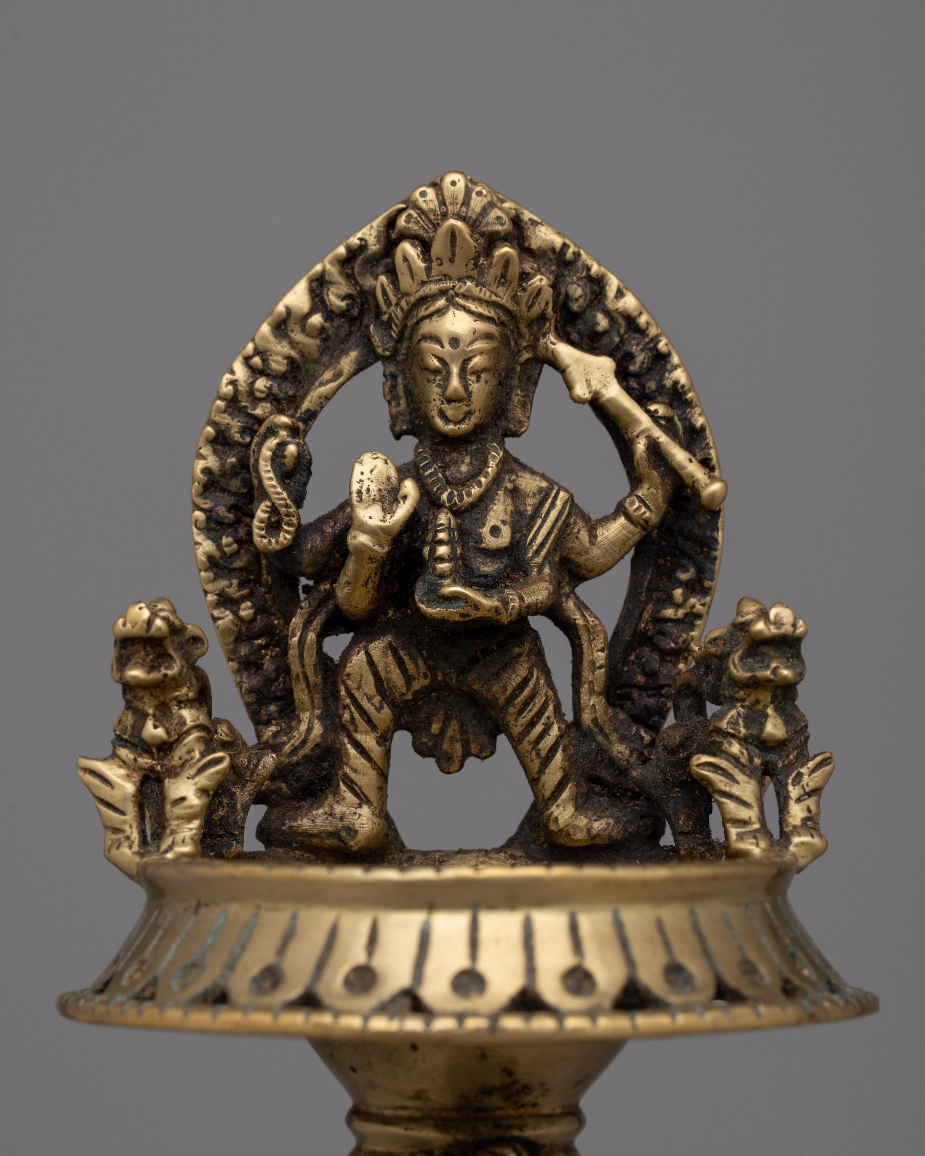 Kartikeya Sukunda Oil Lamp | Traditional Hindu Deity Diya