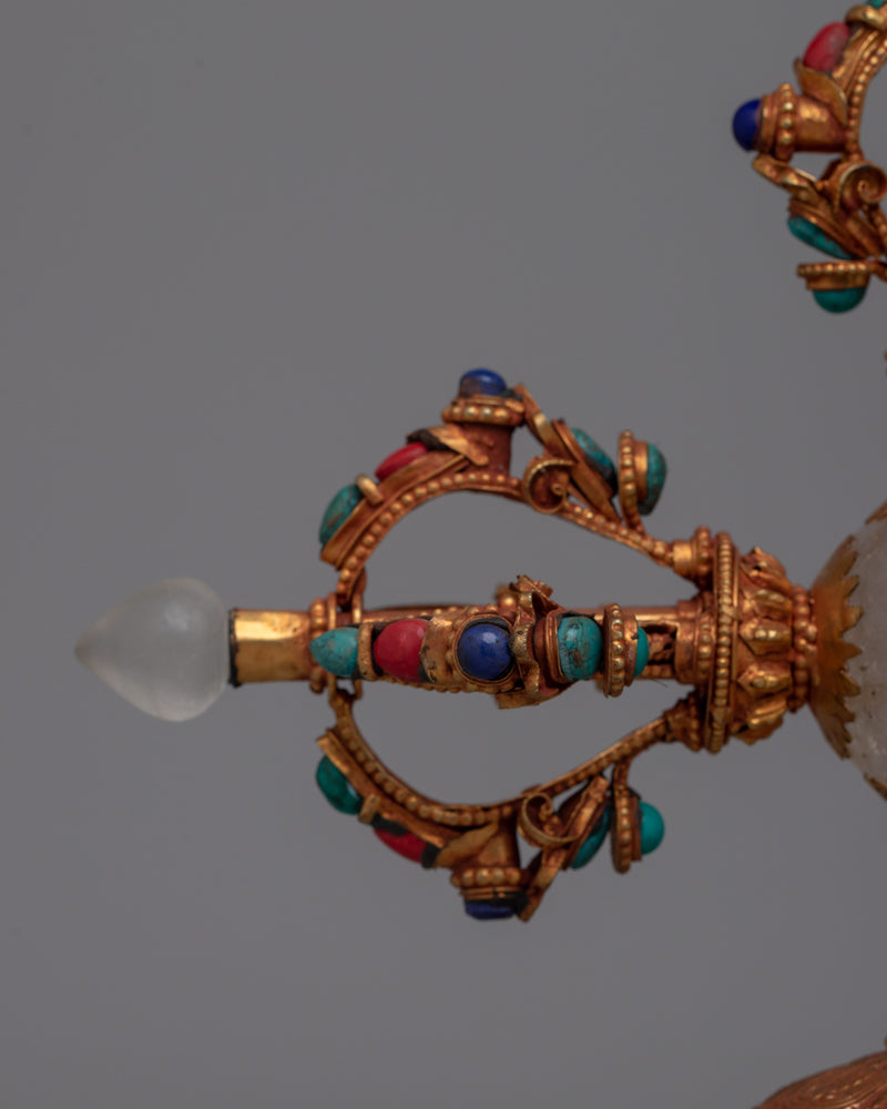 Double-Vajra Handled Bell | Tibetan Ritual Instrument Symbolizing Spiritual Union and Clarity