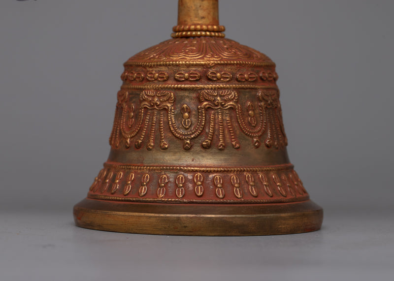 Double-Vajra Handled Bell | Tibetan Ritual Instrument Symbolizing Spiritual Union and Clarity