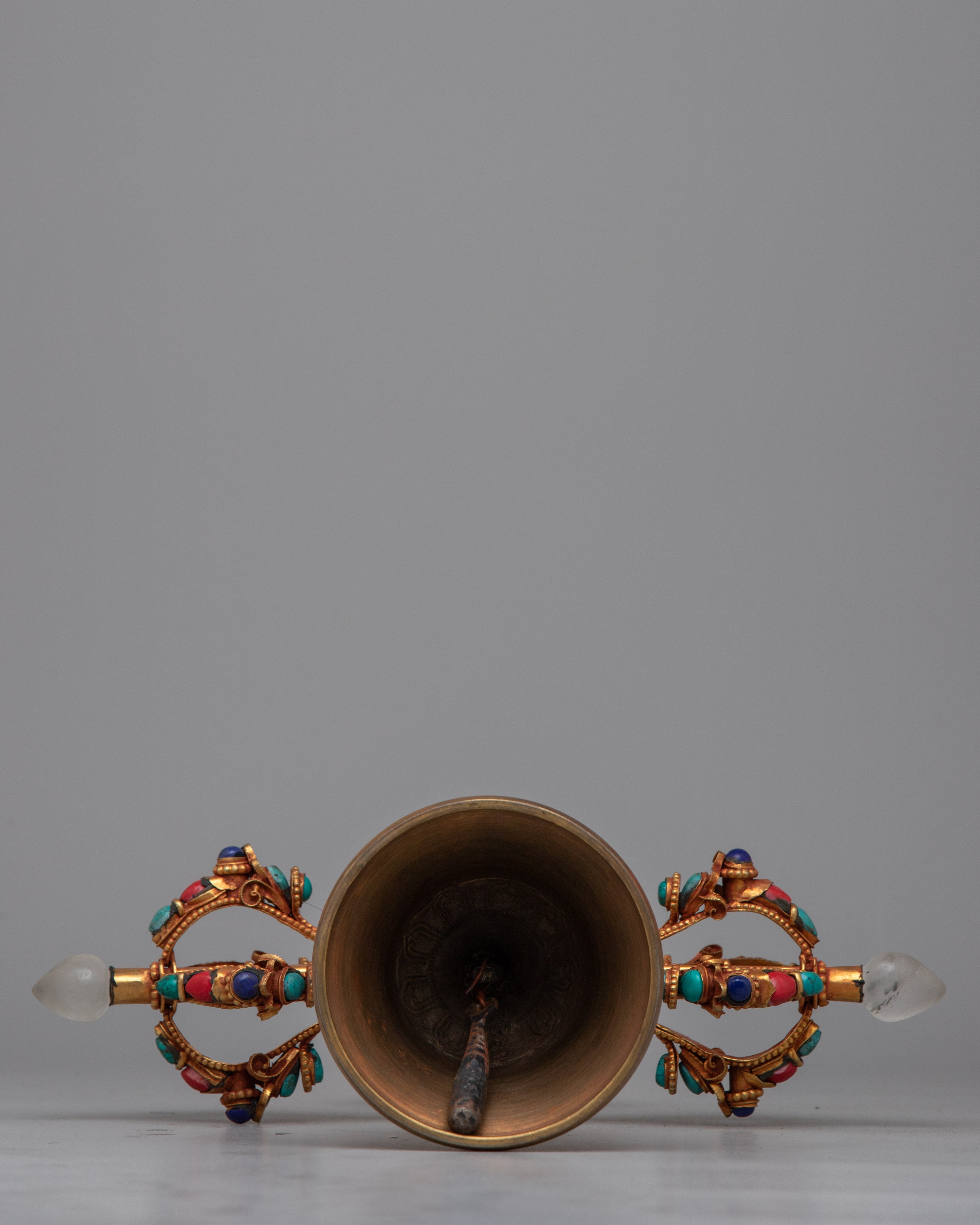 Double-Vajra Handled Bell | Tibetan Ritual Instrument Symbolizing Spiritual Union and Clarity