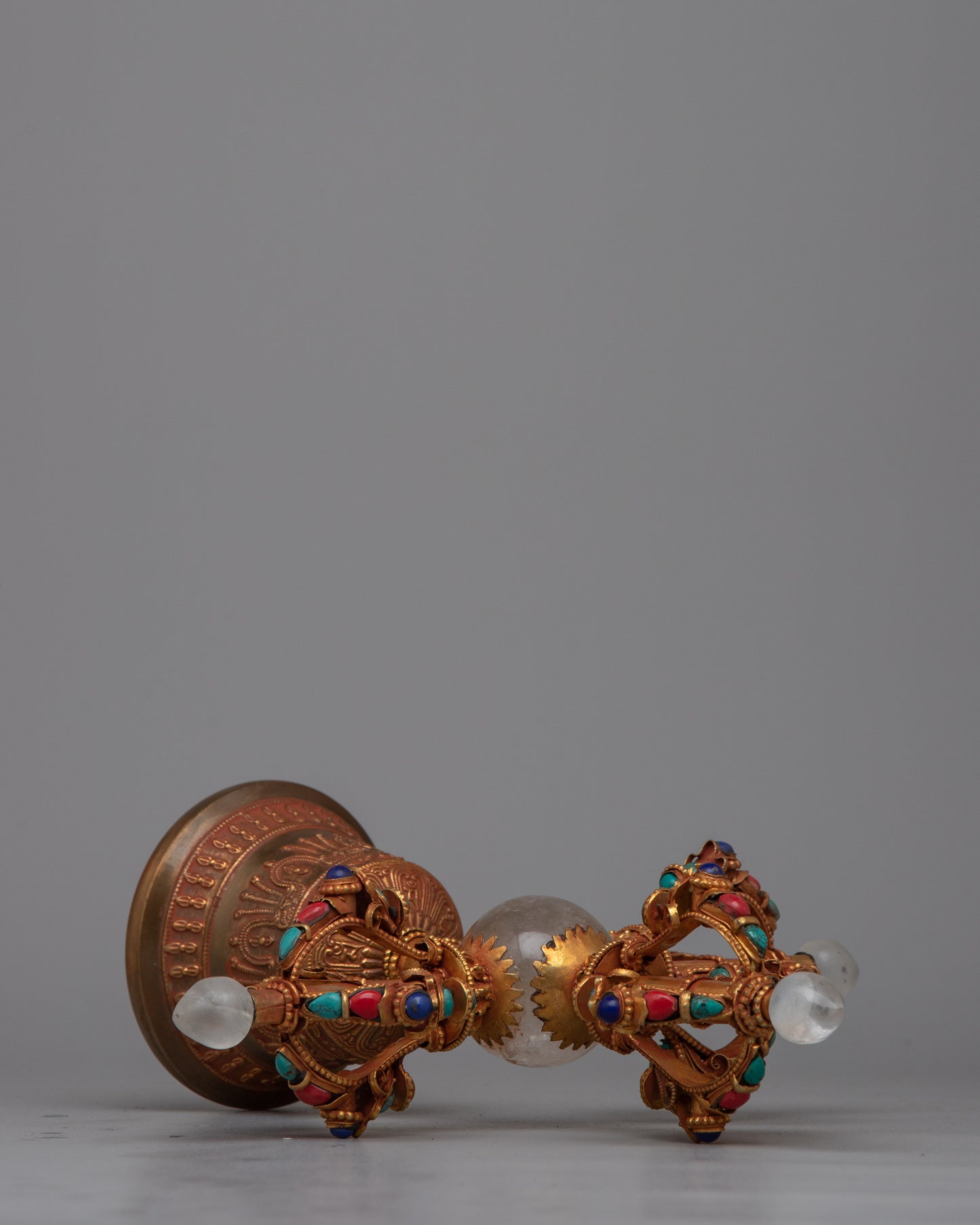 Double-Vajra Handled Bell | Tibetan Ritual Instrument Symbolizing Spiritual Union and Clarity