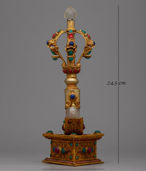 Tibetan Knife Phurba | Hand-carved Tibetan Kartika Knife with Stand