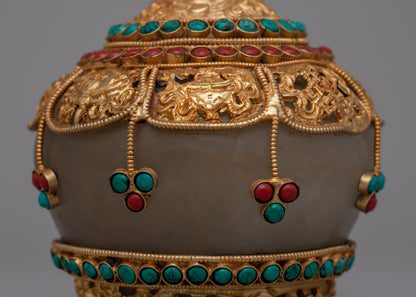 Crystal Rice Pot | Handcrafted Vessel for Traditional Buddhist Offering