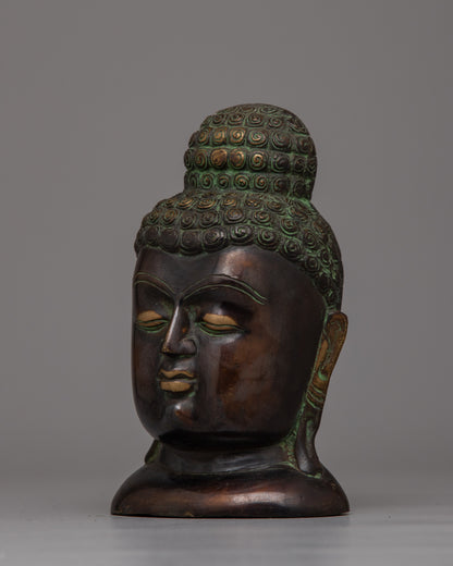 Hand-carved Buddha Head Sculpture | Handcrafted Serenity for Your Sacred Space