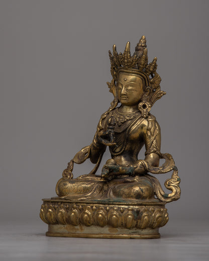 Brass Vajrasattva Sadhana Statue | Dorje Sempa Sculpture for Purification and Enlightenment