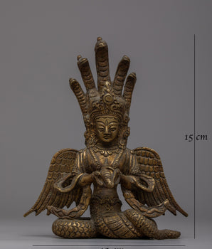 Vintage Naga Kanya Goddess Statue | Embrace Divine Protection and Wealth in Your Home