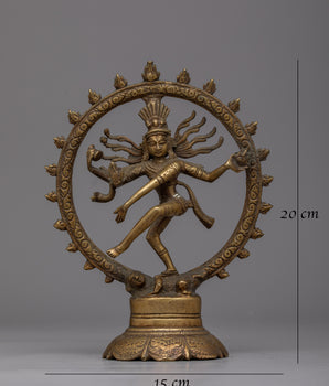 Vintage Shiva Nataraja Statue | Religious Figure Depicting the Cosmic Dancer and Ritual Art