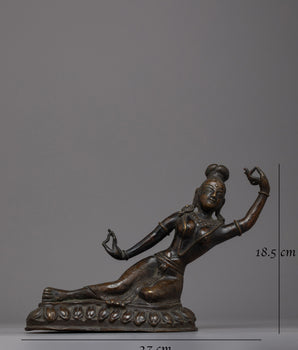 Vintage Apsara Bronze Statue | Handmade Religious Figure Reflecting Heavenly Beautiful Dancer
