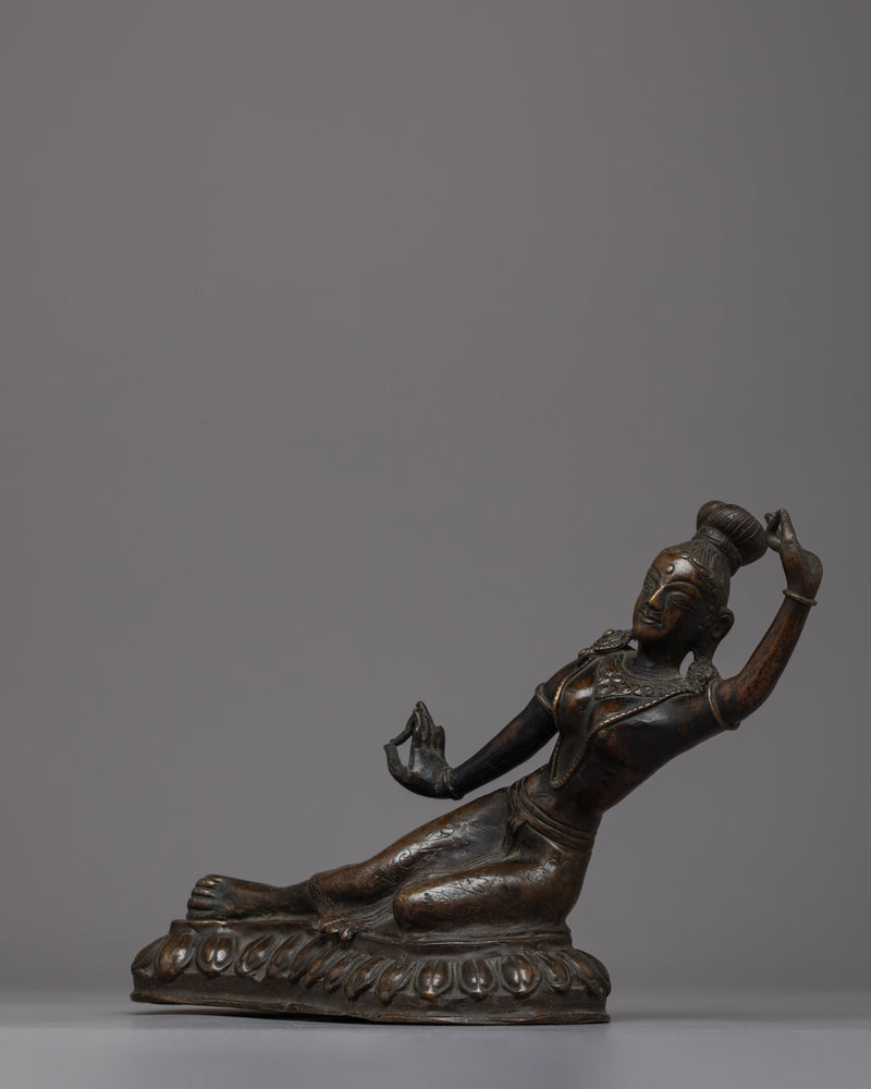 Vintage Apsara Bronze Statue | Handmade Religious Figure Reflecting Heavenly Beautiful Dancer