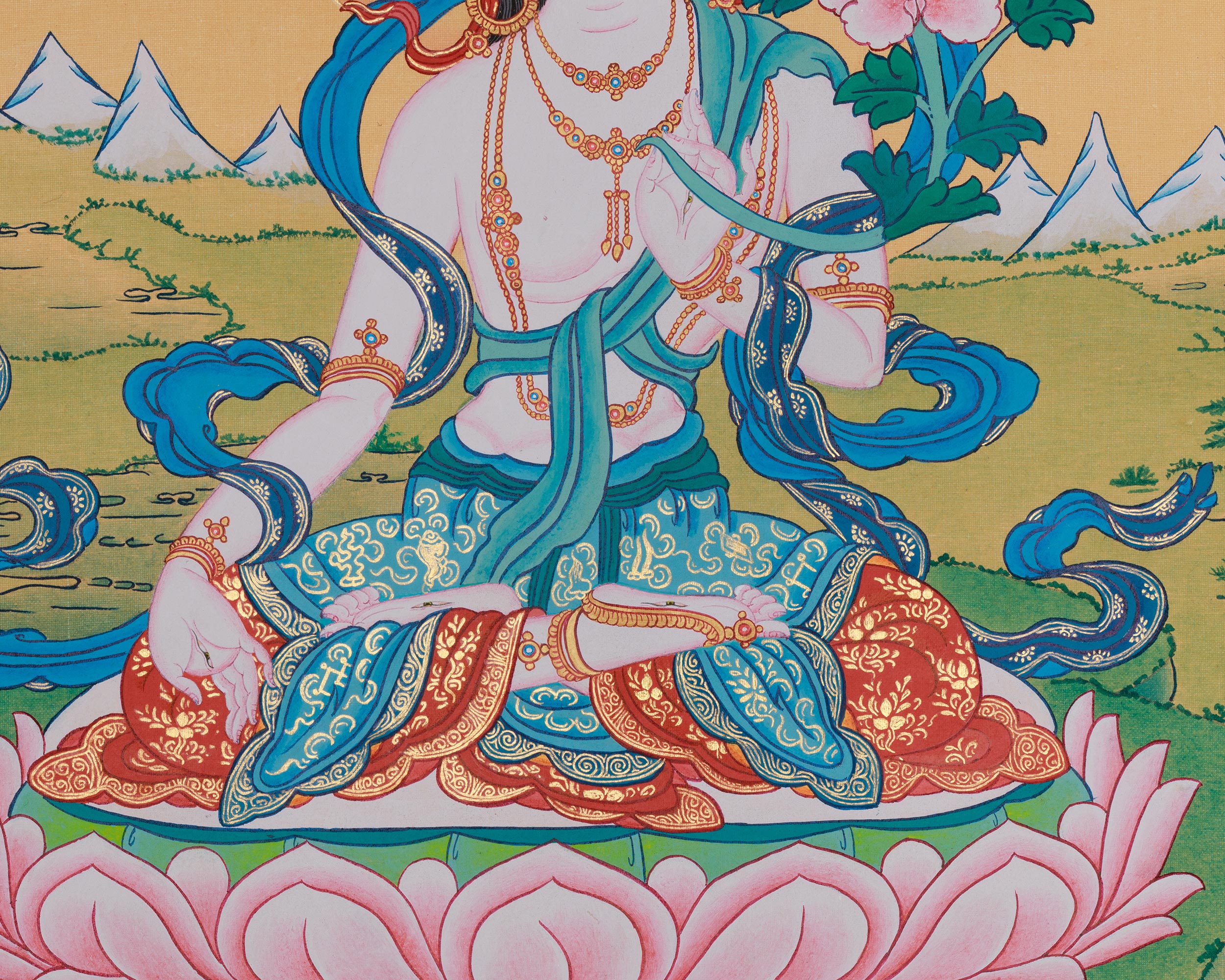 Sacred Sita Tara Art | White Tara | Drolkar | Longevity Deity | Buddhist Artwork