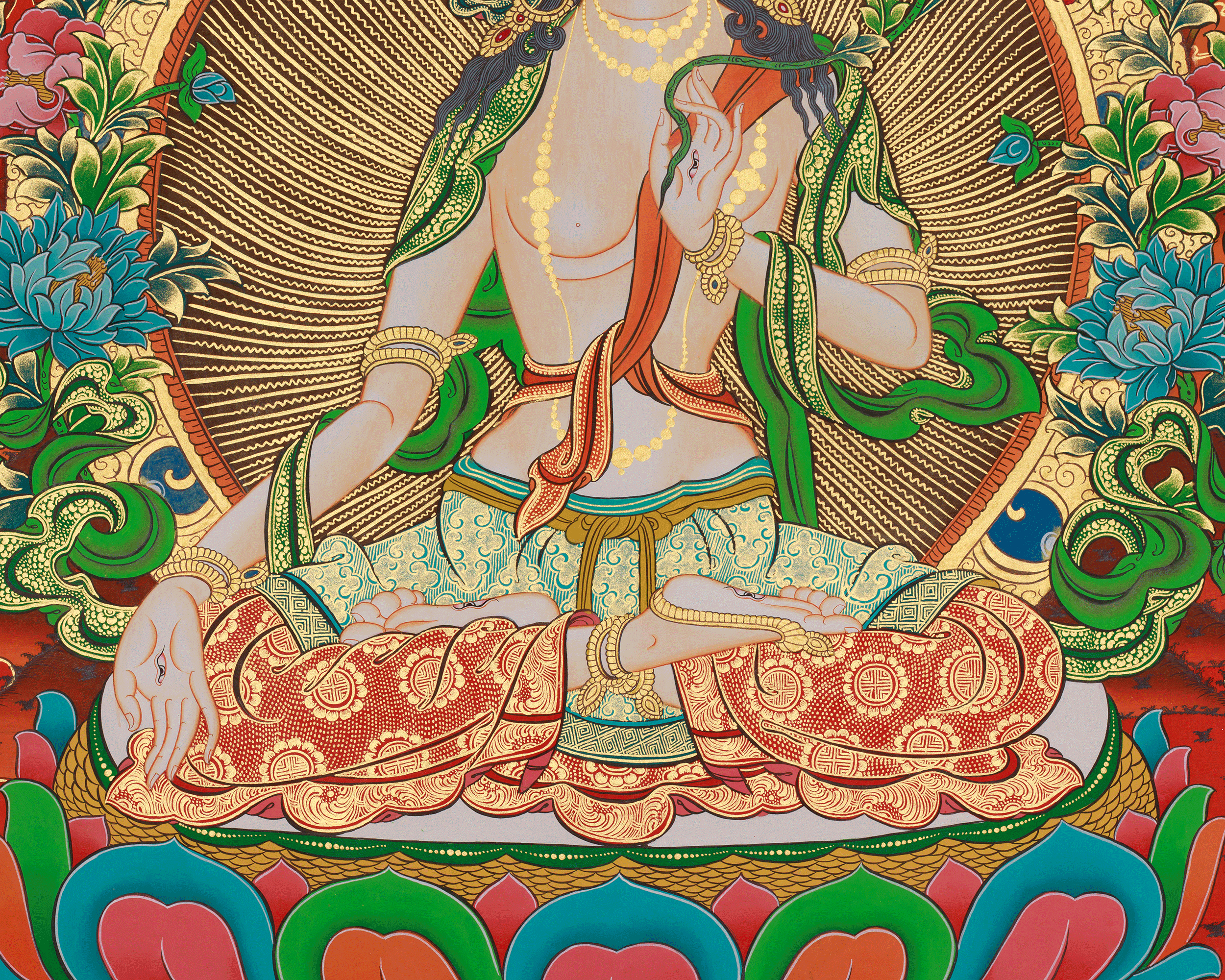 White Tara Healing Deity Thangka | Longevity, Compassion, and Peaceful Protection Art