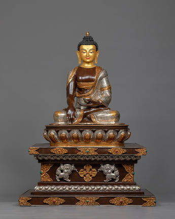 shakyamuni-buddha-on throne copper statue