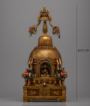 Premium Tibetan Tomb or Stupa Statue | Handcrafted Buddhist Stupa for Home Altar