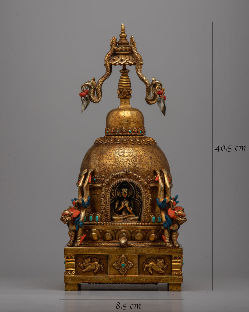 Premium Tibetan Tomb or Stupa Statue | Handcrafted Buddhist Stupa for Home Altar