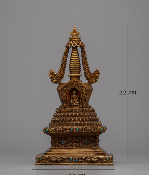 Copper Stupa | Religious Chorten Symbolizing Enlightenment and Peace