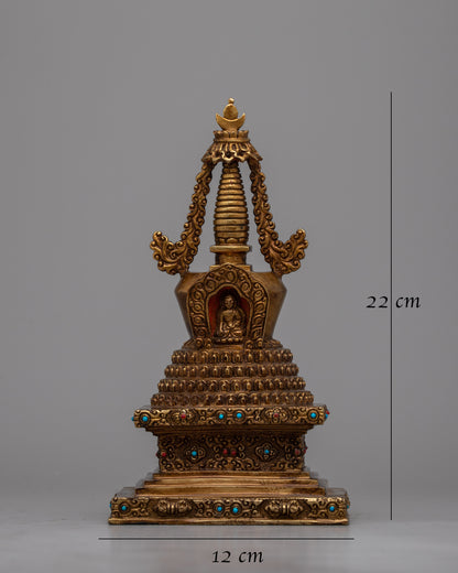 Copper Stupa | Religious Chorten Symbolizing Enlightenment and Peace