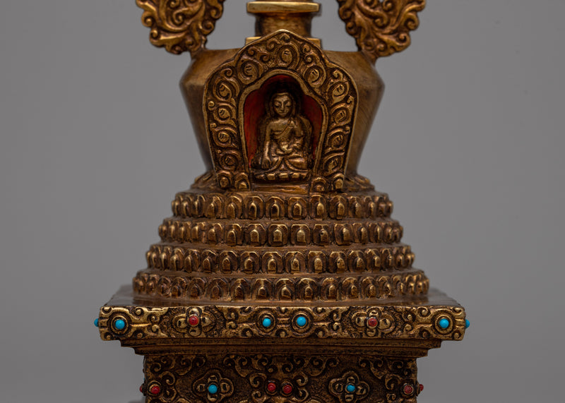 Copper Stupa | Religious Chorten Symbolizing Enlightenment and Peace