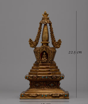 Tibetan Eight Stupa Set | Handcrafted Sacred Stupa for Enhancing Spiritual Home Decor