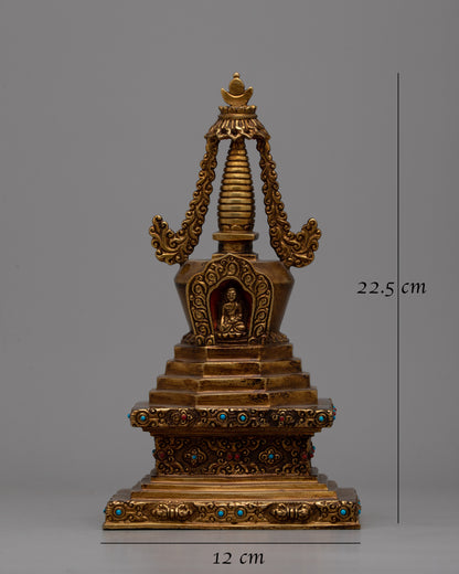 Tibetan Eight Stupa Set | Handcrafted Sacred Stupa for Enhancing Spiritual Home Decor