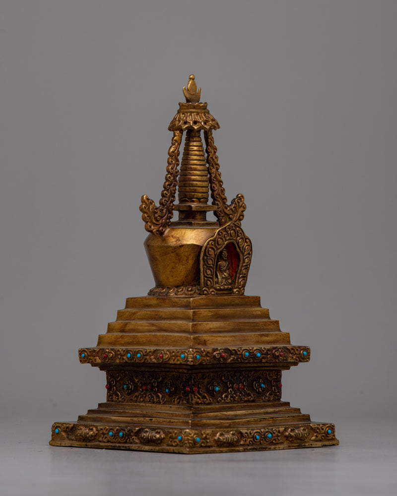 Shrine Stupa Decor | Handmade Religious Artifact Symbolizing Enlightenment and Peace