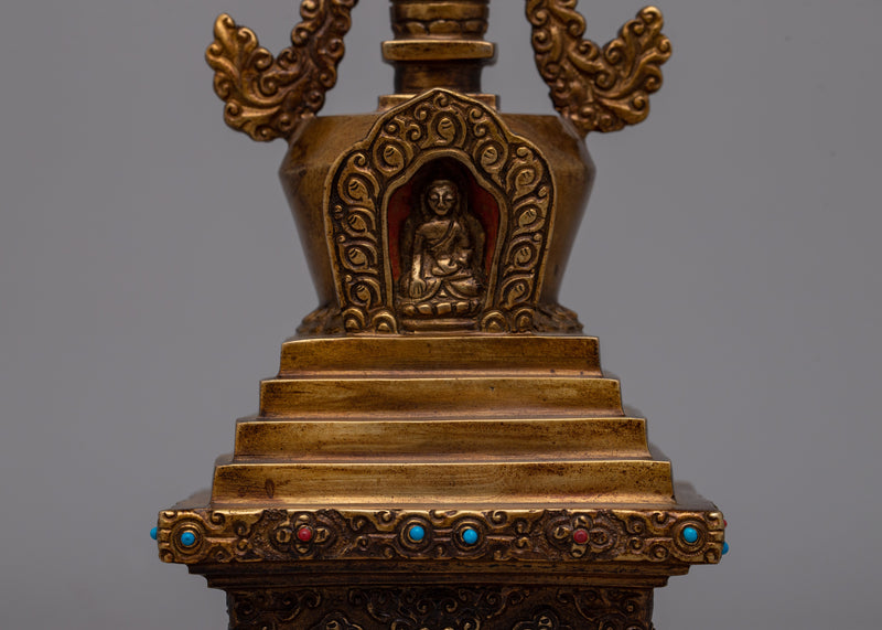 Shrine Stupa Decor | Handmade Religious Artifact Symbolizing Enlightenment and Peace