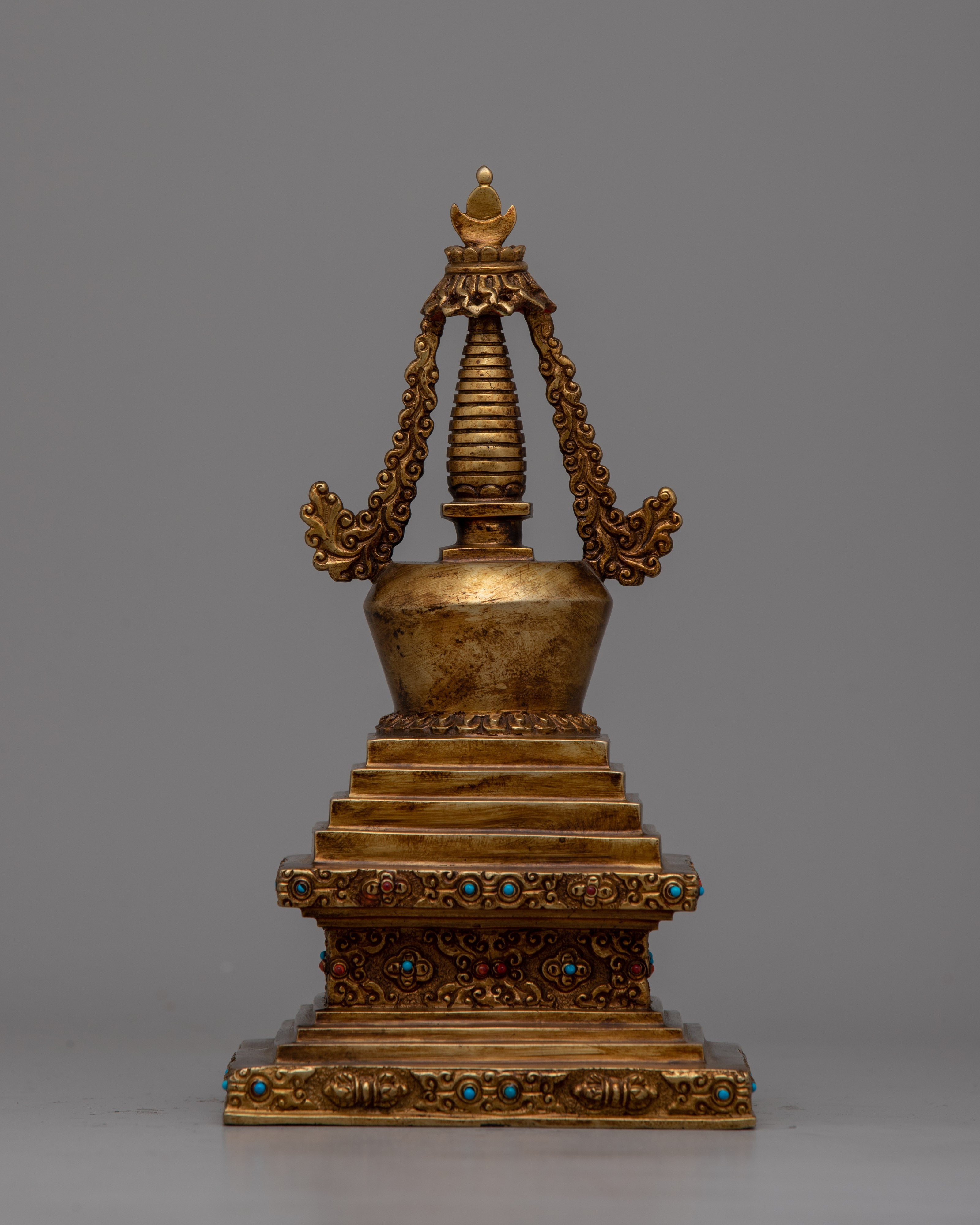 Traditional Copper Tibetan Stupa Statue | Symbol of the Ultimate Reality Enhancing Meditation and Home Decor