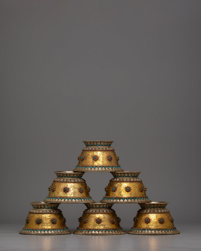 Buddhist Offering Bowls | Artistic Interpretation of Sacred Buddhist Rituals and Offerings