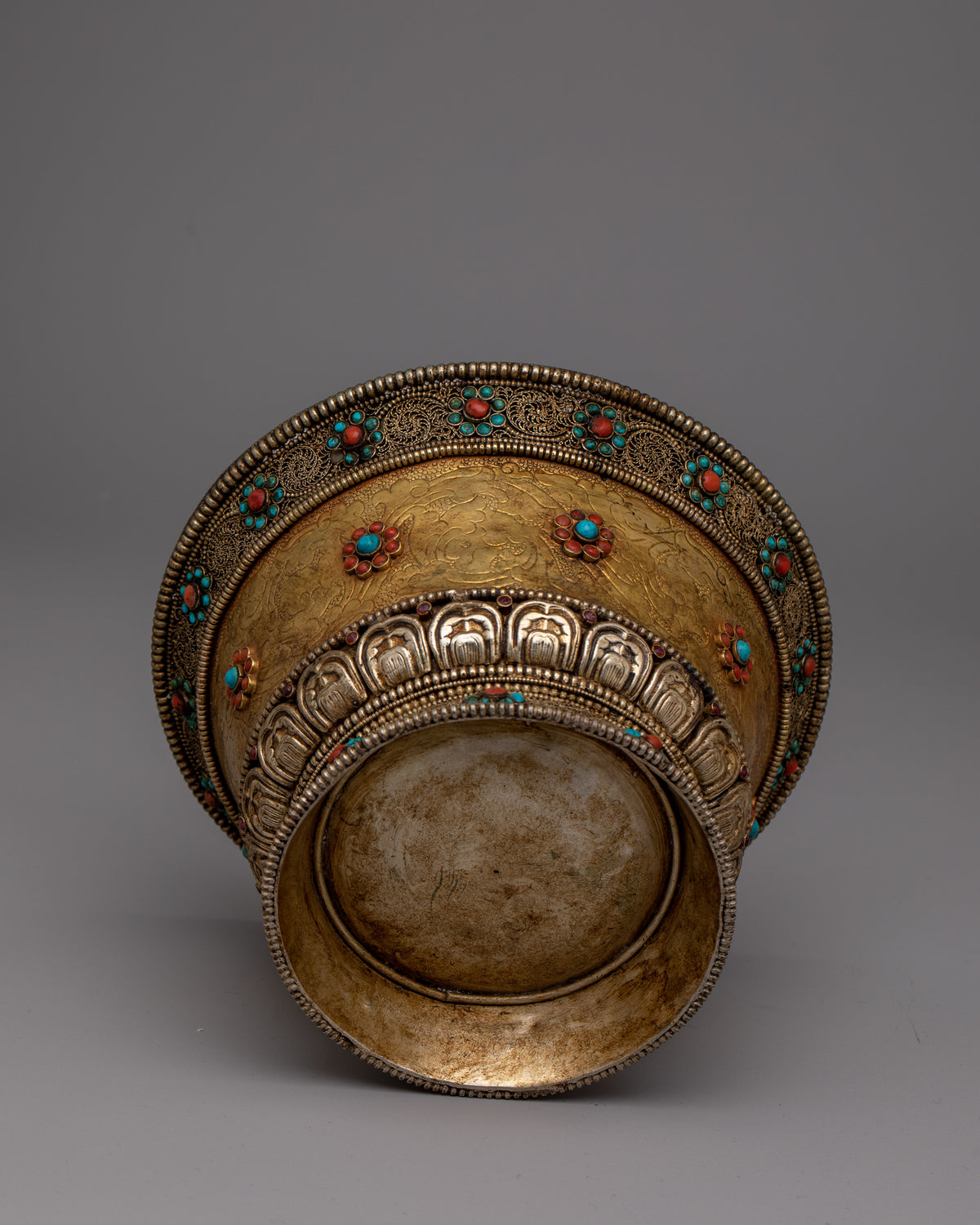 Tibetan Handmade Sacred Offering Bowl  | Handmade Ritual Vessel Symbolizing Purity and Devotion